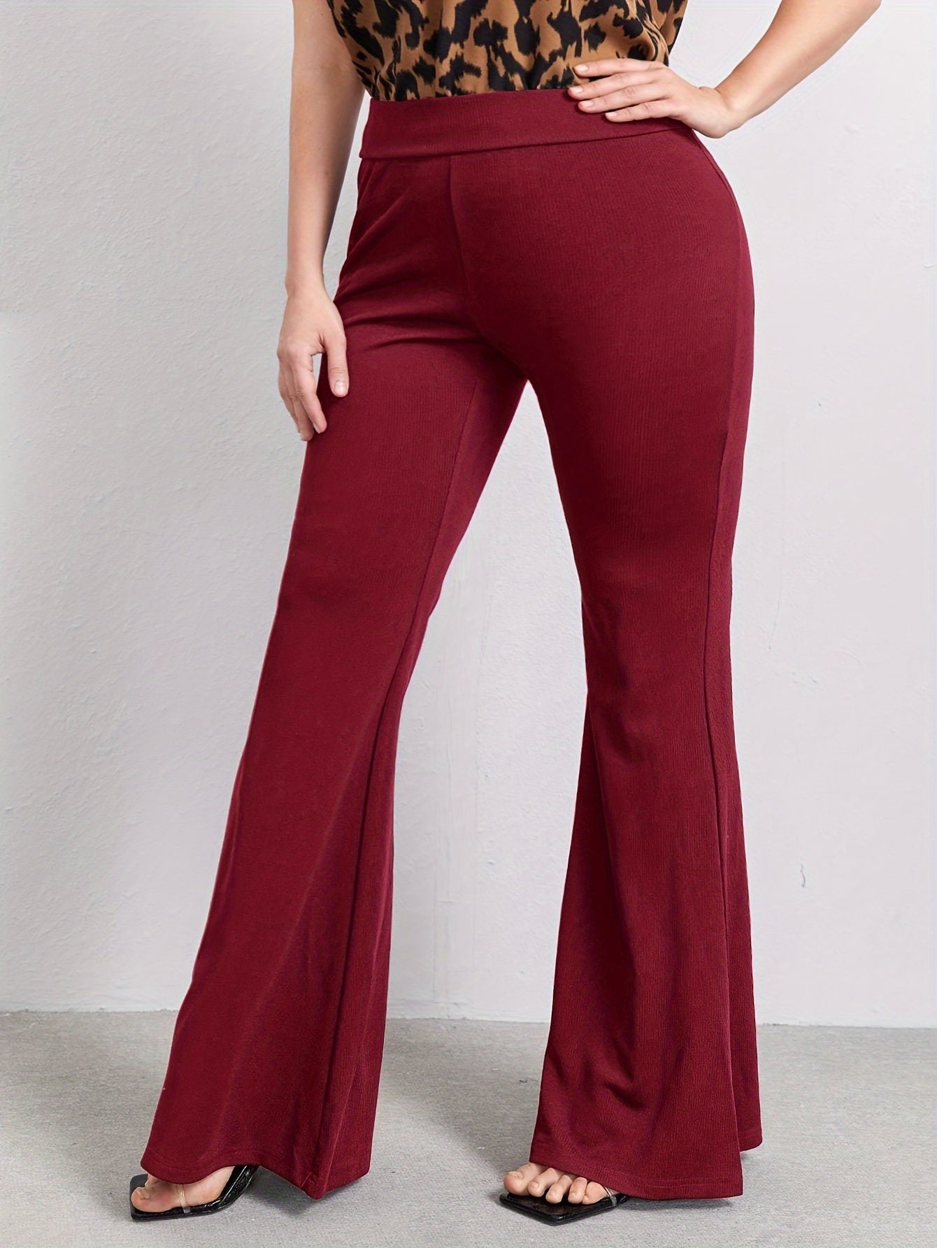  Women's High Waist Flared Leg Trousers