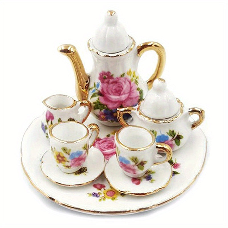 8pcs 1 12 Dollhouse Porcelain Tea Set Dish Cup Plate