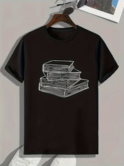 Books Pattern Print Men's Comfy Sports T shirt Graphic Tee