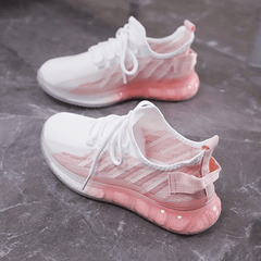 Women's Ombre Knit Mesh Lace Up Running Shoes