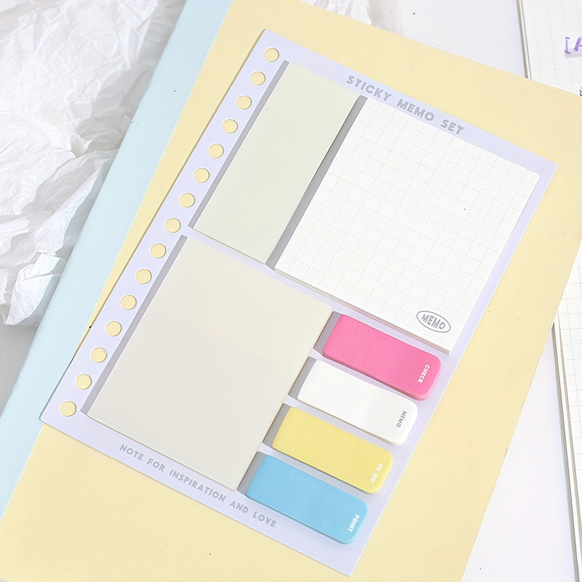 Four Sizes Checkered Sticky Notes 210 Sheets