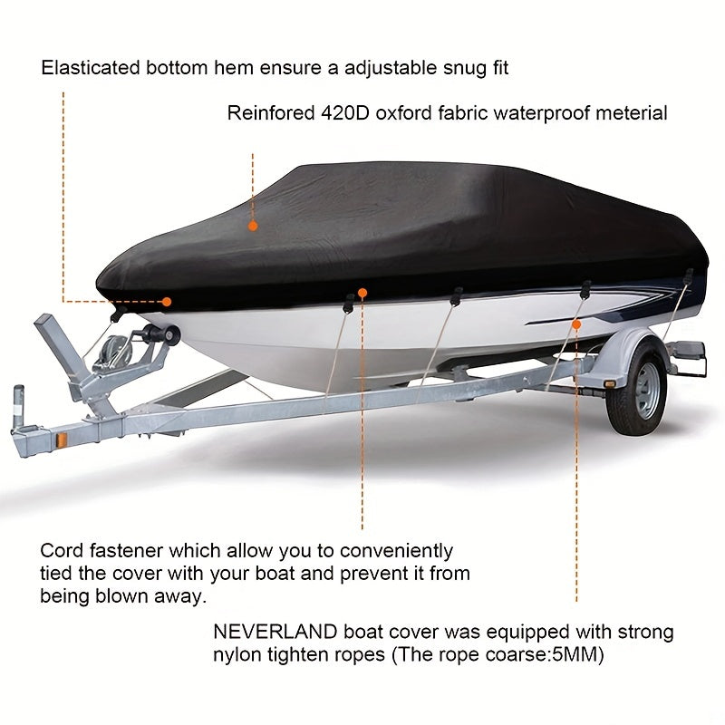 Heavy Duty 600D Marine Polyester Canvas Waterproof Boat Cover V Hull Trimaran