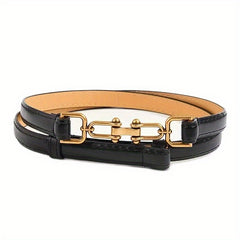 Double Buckle Thin Waist Belt Adjustable Women Girdle Dress Belt