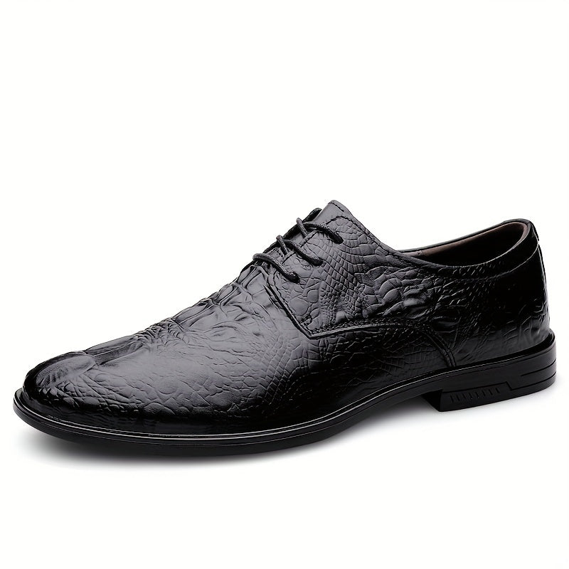 Men's British Style Croc Embossed Derby Shoes Dress Wedding Business
