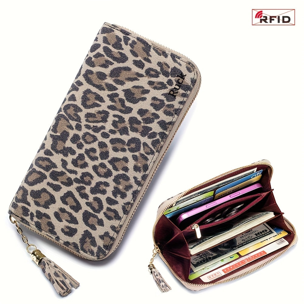 Leopard Print RFID Blocking Women's Wallet Long Clutch