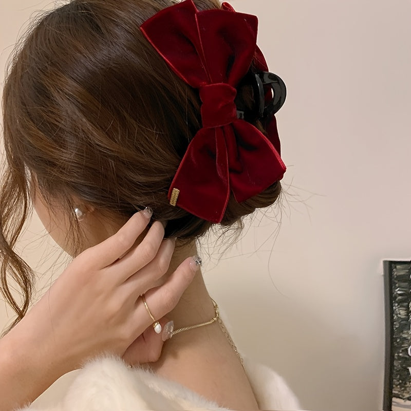 Velvet Bow Hair Claw Clip Non Slip Strong Hold Grip Hair Jaw Clip