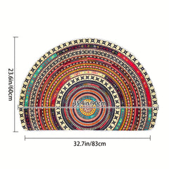 Boho Half Round Entrance Rug Doormats Absorbent Non-Slip 35.4in Machine Washable