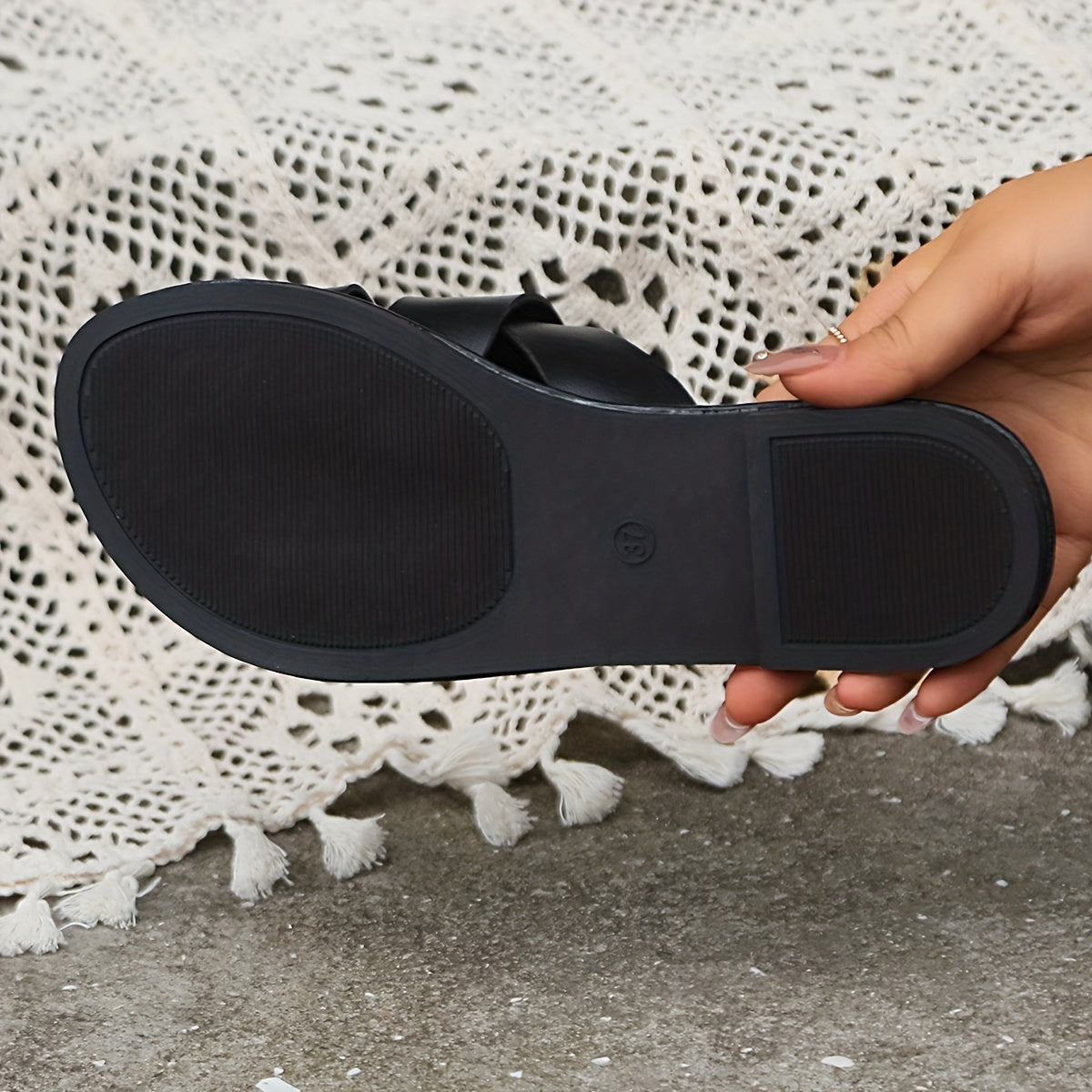 Women's Cross Straps Flat Sandals Open Toe Slip On Non-slip Outdoor Shoes