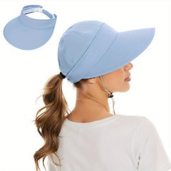 Womens 2 In 1 Zip Off Visor Ponytail Sun Hat UV Protection Sports Cap