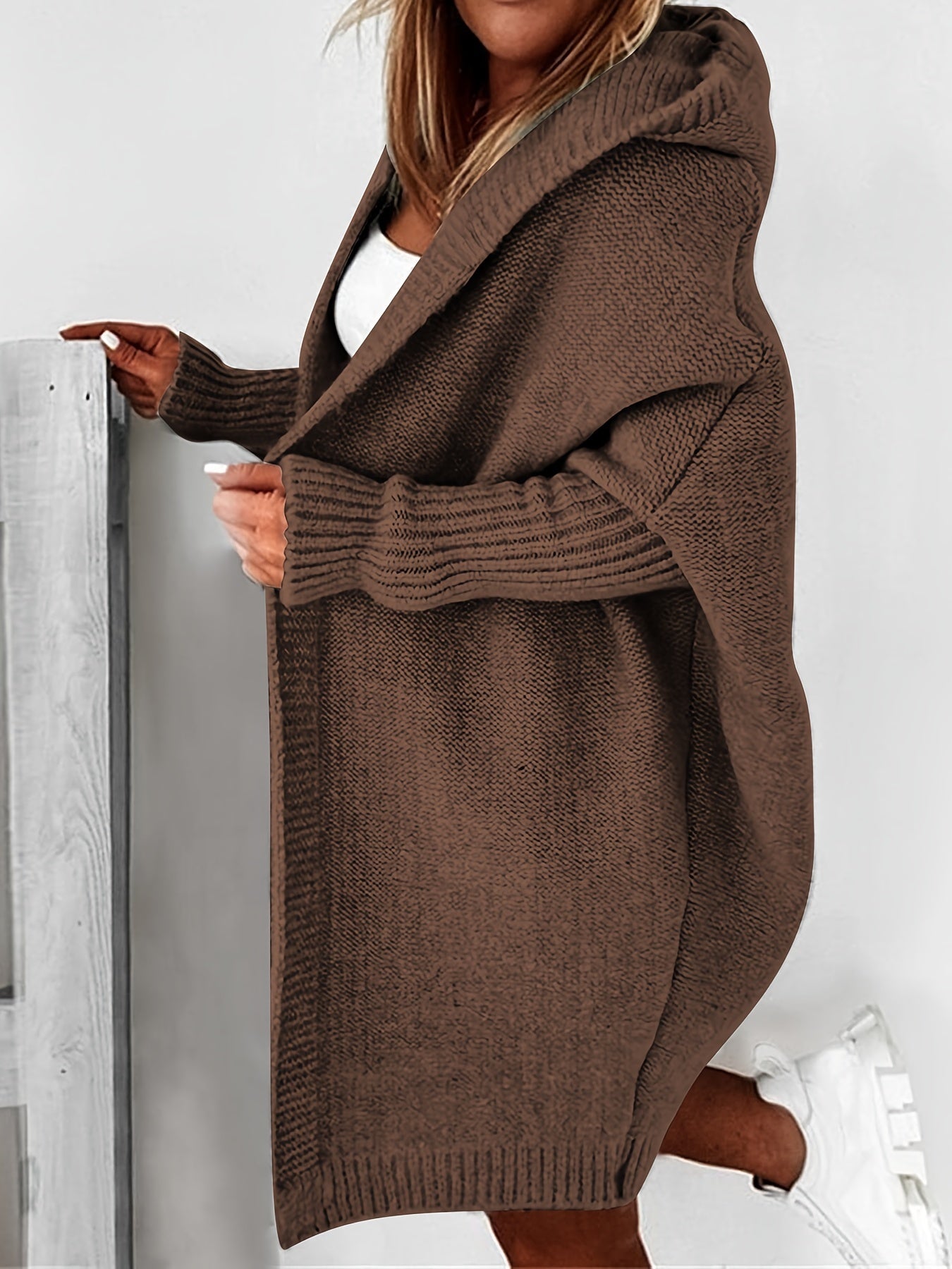 Oversized Knitted Cardigan Long Sleeve Casual Sweater For Winter & Fall