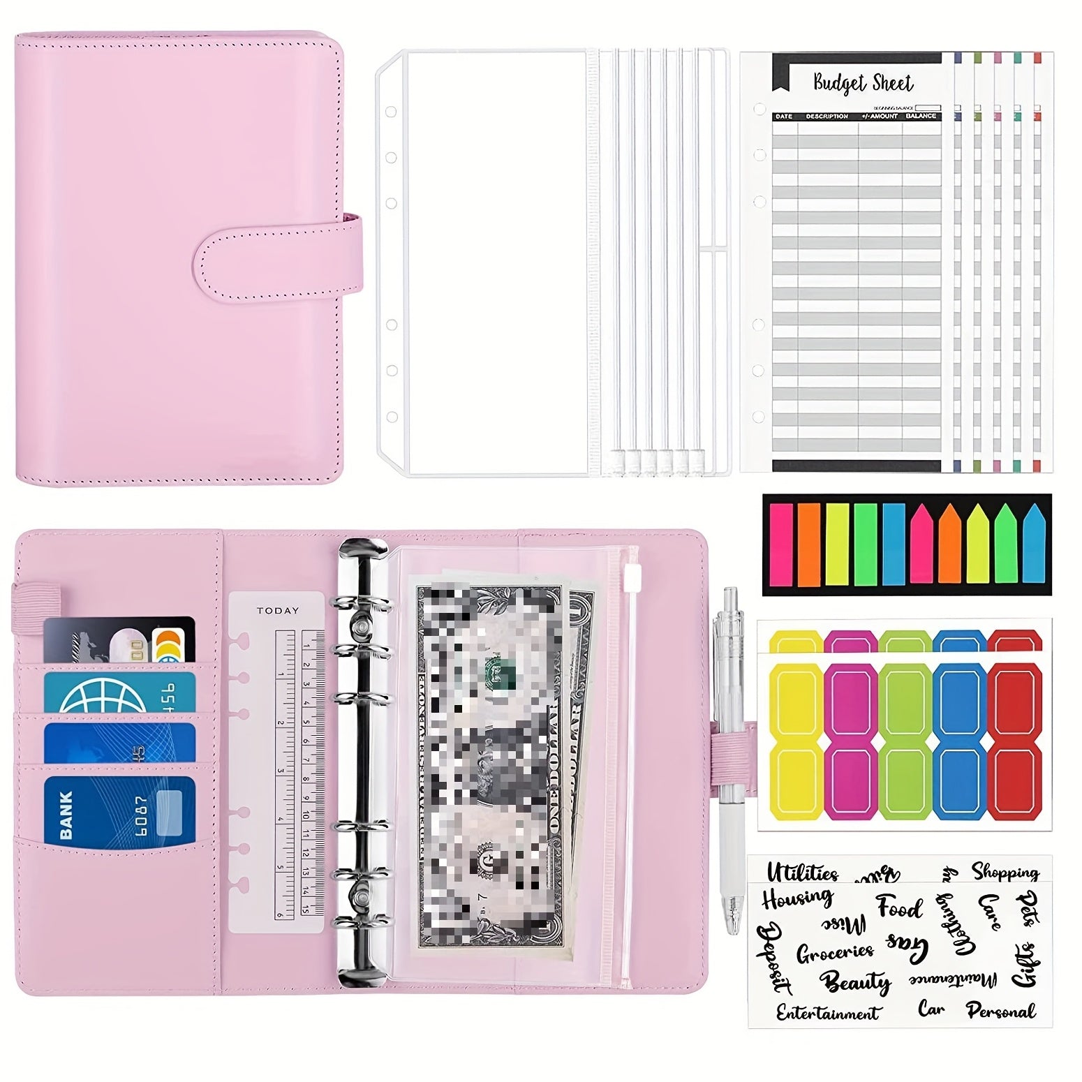 Budget Binder Set with Pockets, Bags, Cards & Stickers