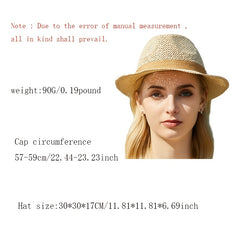 Apricot Hollow Sun Hat Short Brim Fedora French Style Straw Hat