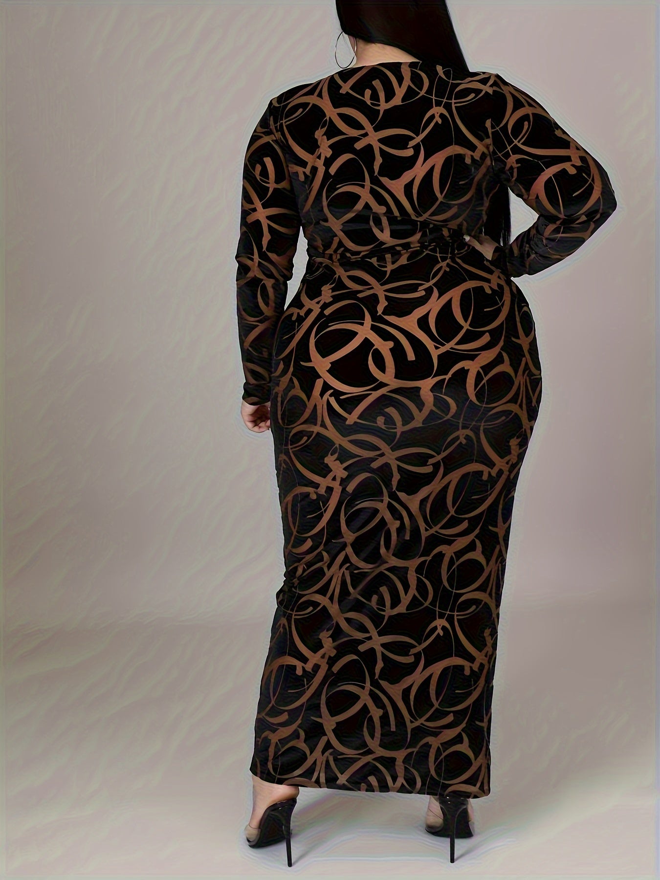  Graffiti Print Maxi Bodycon Dress