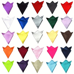 26-Piece Men's Solid Satin Pocket Square Handkerchief Set For Wedding Party