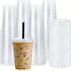 50pcs Disposable Water Cups 12oz 17oz 24oz Leak Proof Plastic Coffee Cups