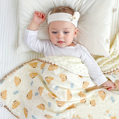 Lightweight Bear Kids Blanket Beige Polyester Hand Washable