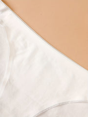3 Pack Plus Size Basic Panties Set Women's Plus Solid High Cut Medium Stretch