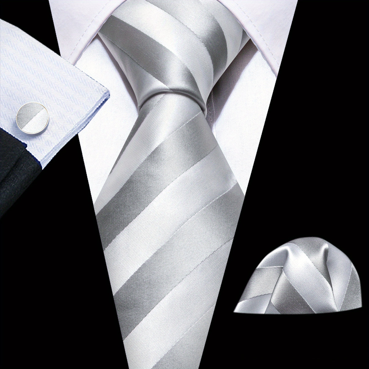 Barry Wang Wide Striped Tie Set for Evening Performances