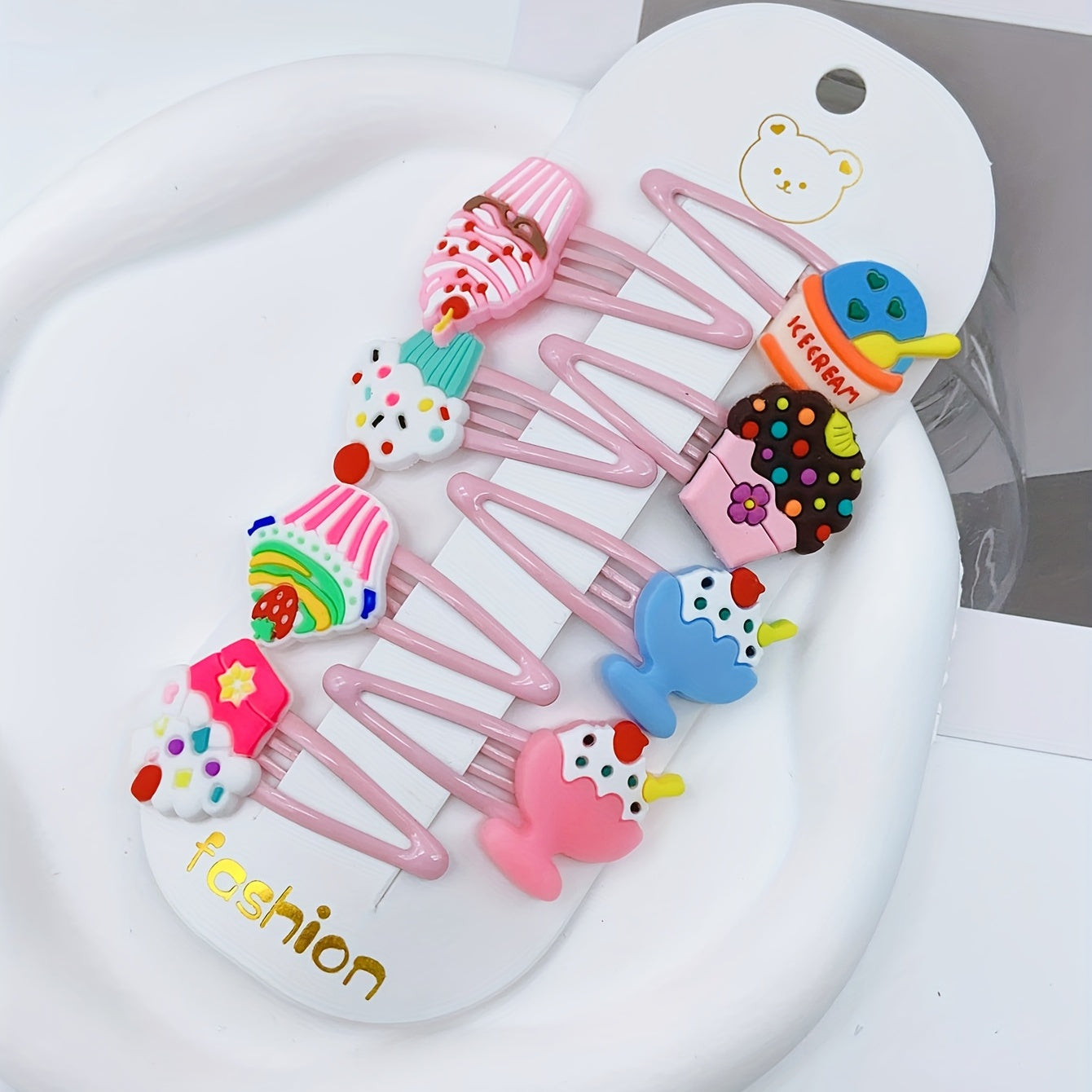 16pcs Cartoon Ice Cream Hair Clip Snap Clip Y2K Hair Slides Clip Non Slip