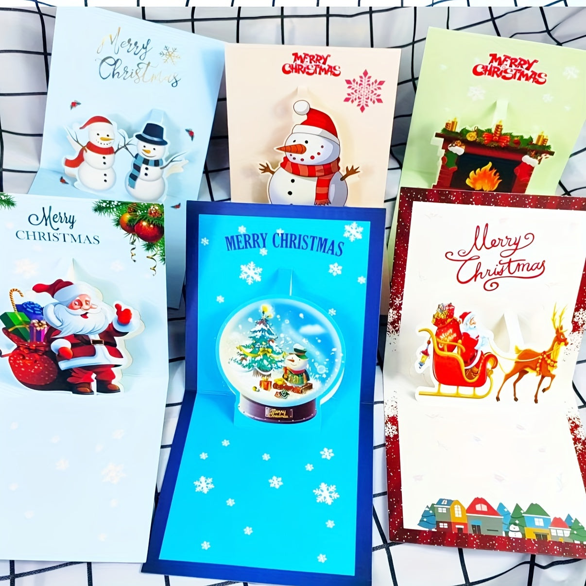 Set of 6 Cartoon Christmas Cards with Envelopes