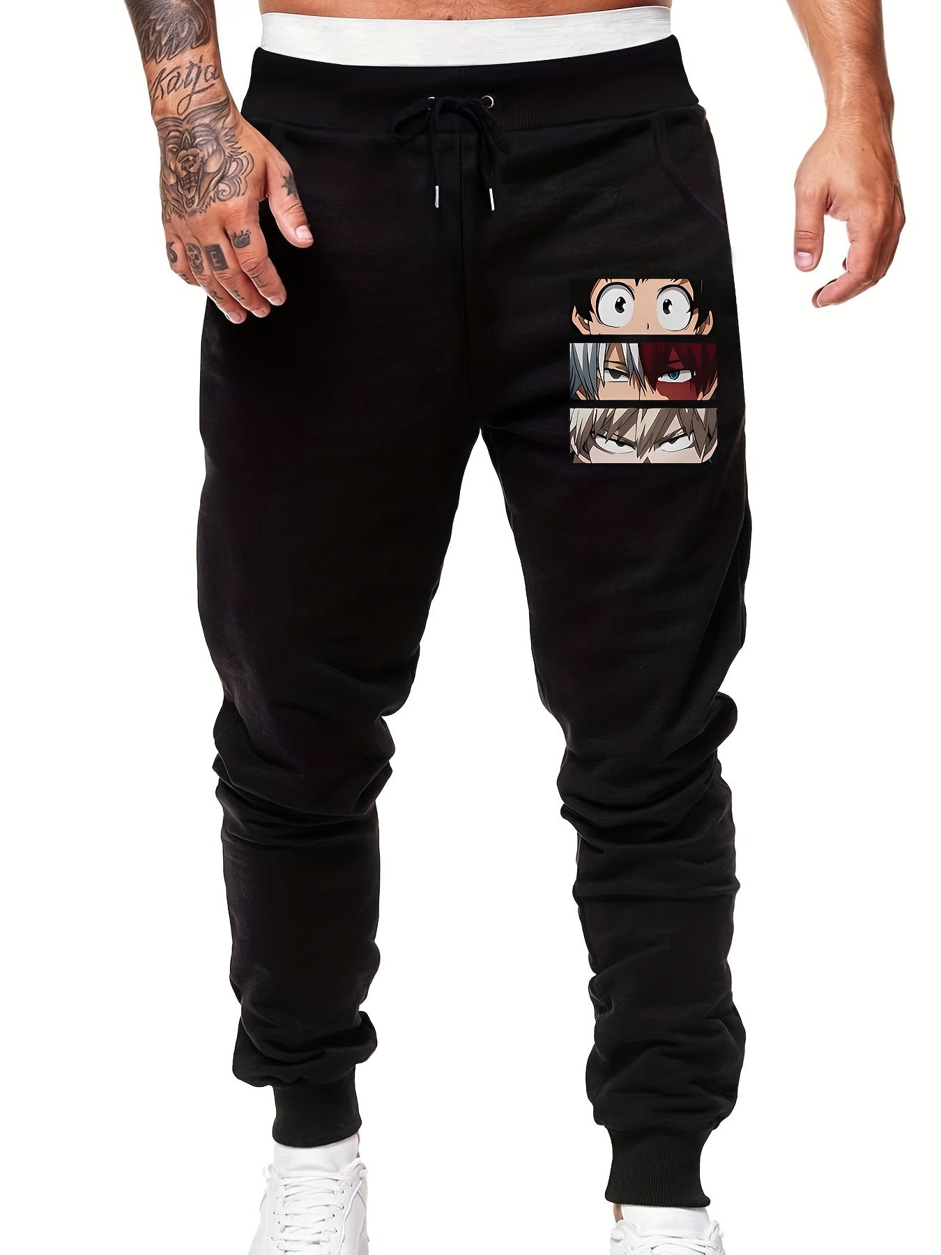 Anime Print Men's Drawstring Sweatpants with Pocket