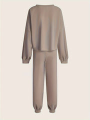  Solid Long Sleeve Top & Joggers Fitness 2 Piece Set