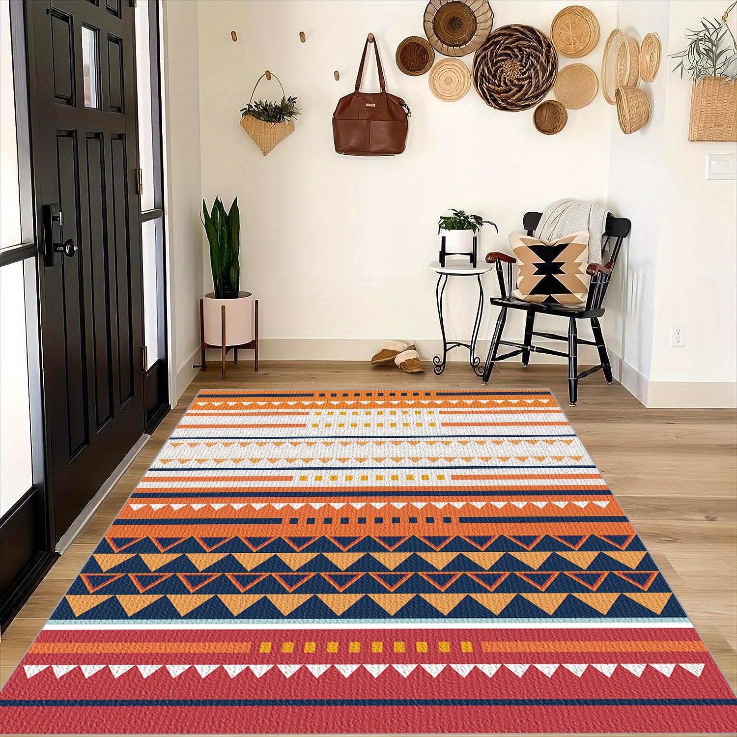Boho Geometric Anti Fatigue Kitchen Rugs Soft Faux Sheepskin Mat