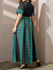  Ethnic Style Kaftan Dress Women's Plus Print Maxi Jalabiya Dress