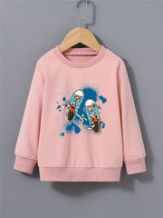 Canvas Shoes Pattern Kid's Sweatshirt Paint Splash Print Long Sleeve Top