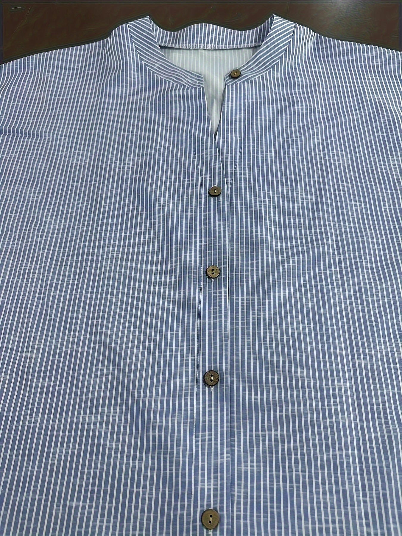  Striped Button Up Long Sleeve Tunic Shirt Top