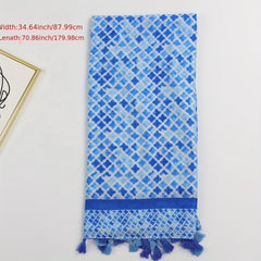Floral Tassel Scarf Solid Shawl Casual Head Wrap