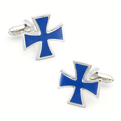 French Painted Cross Cufflinks Four Colors, Men's & Women's Jewelry Gift