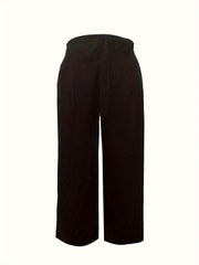  Wide Leg Trousers Solid Elastic Stretch Casual Pants
