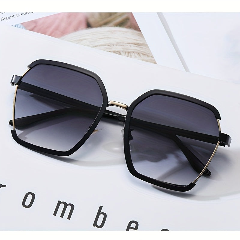 Retro Metal Sunglasses Large Semi Rimless Gradient Glasses UV400
