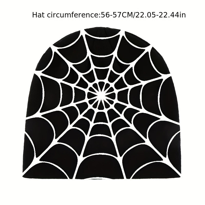 Y2K Gothic Spider Web Jacquard Skull Cap Unisex Warm Knit Hat