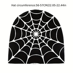 Y2K Gothic Spider Web Jacquard Skull Cap Unisex Warm Knit Hat