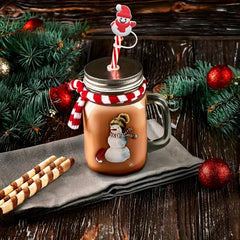 12pcs Cartoon Christmas Straw Cover Reusable Dustproof Straw Plugs Cup Accessori