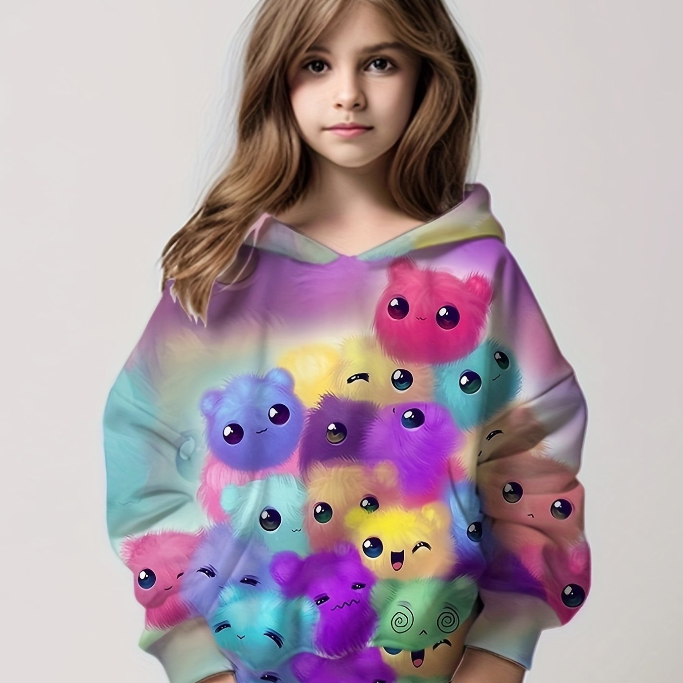 Rainbow Spirits Graphic Hoodie Girls Comfy Pullover Spring Fall Gift