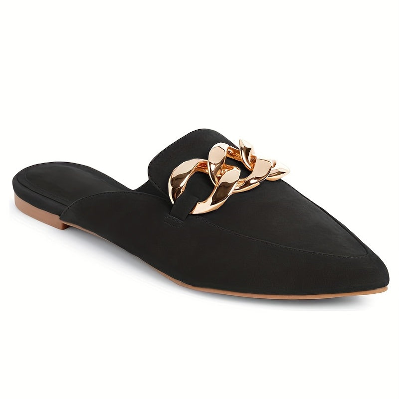 Women's Chain Decor Mules Slip On Slides & Lightweight Shoes