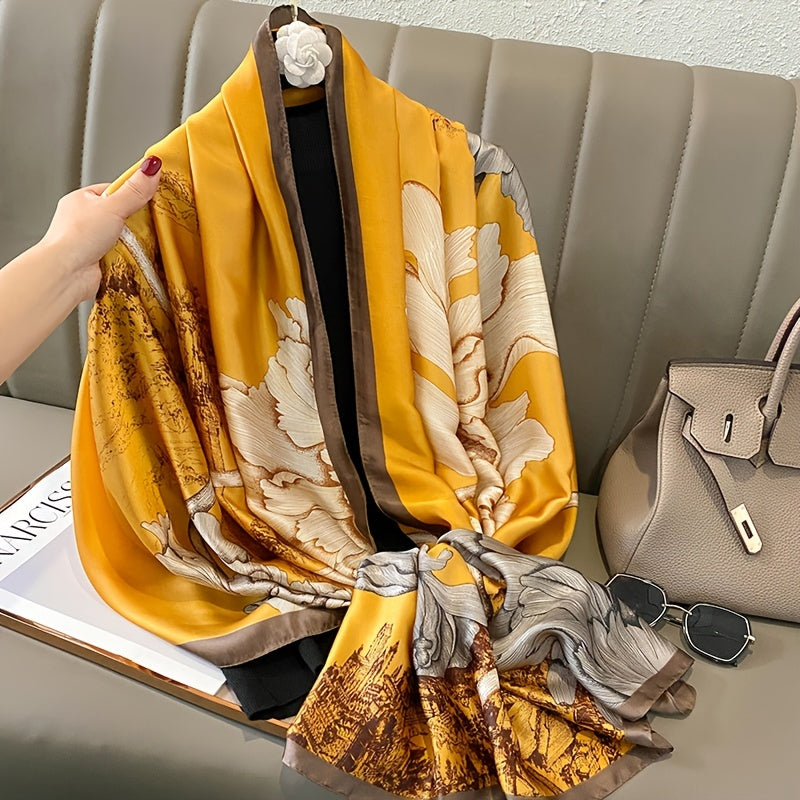 Castle & Lotus Satin Large Shawl Women Sunscreen Silk Scarf