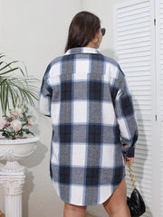  Gingham Button Up Long Sleeve Shacket
