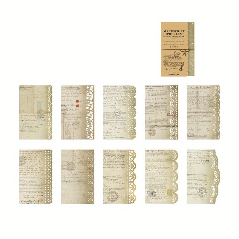 20pcs Retro Hollow Lace Memo Pad Collage Paper