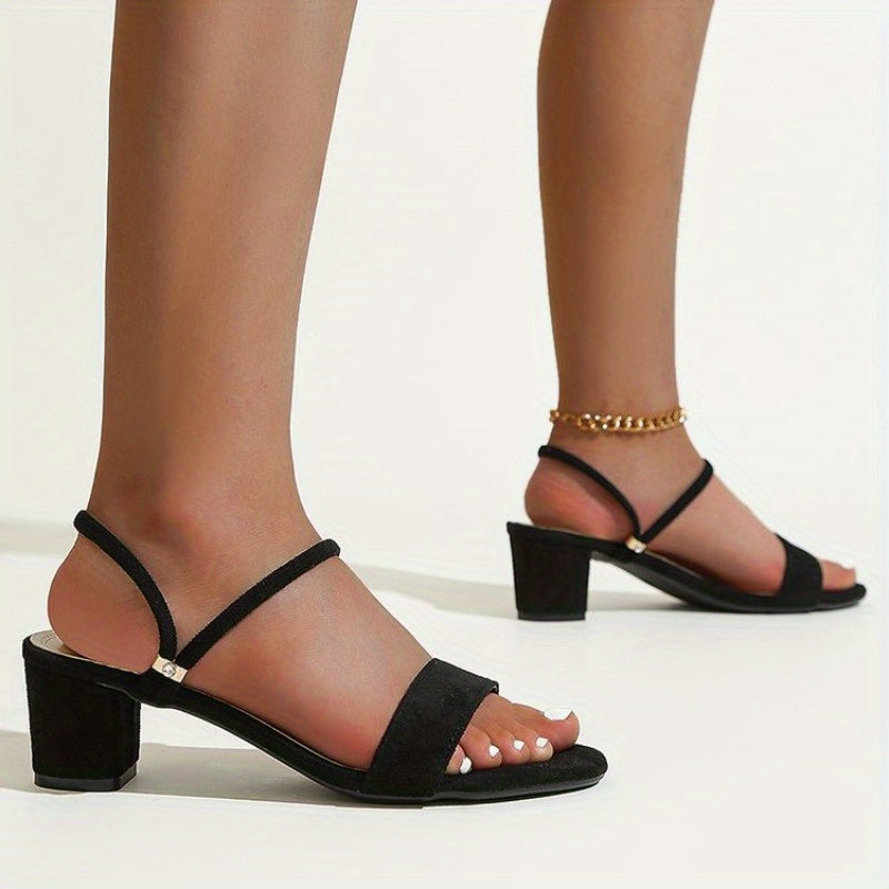 Women's Chunky Heeled Sandals Open Toe Slip On Mid Heels Two way Wear