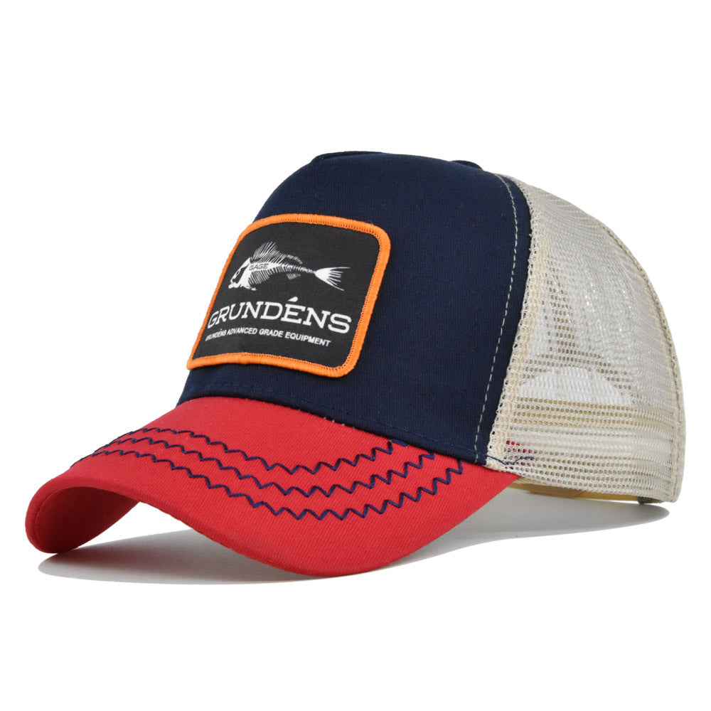Breathable Fish Bone Embroidered Trucker Cap