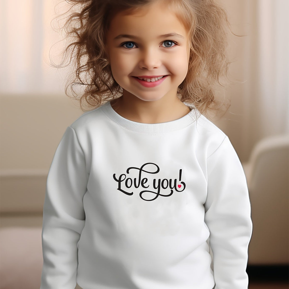 Girls Love You Pattern Crew Neck Sweatshirt