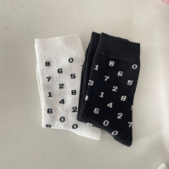 Number Print Socks Comfy Mid Tube Stockings