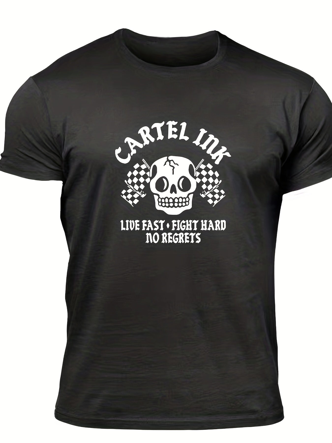 Men's Skull Graphic T-shirt Casual Comfy Crew Neck Tee