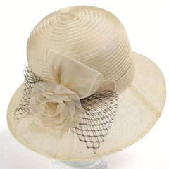 Breathable Organza Sun Hat with Flower Decor Mesh Bucket Hats