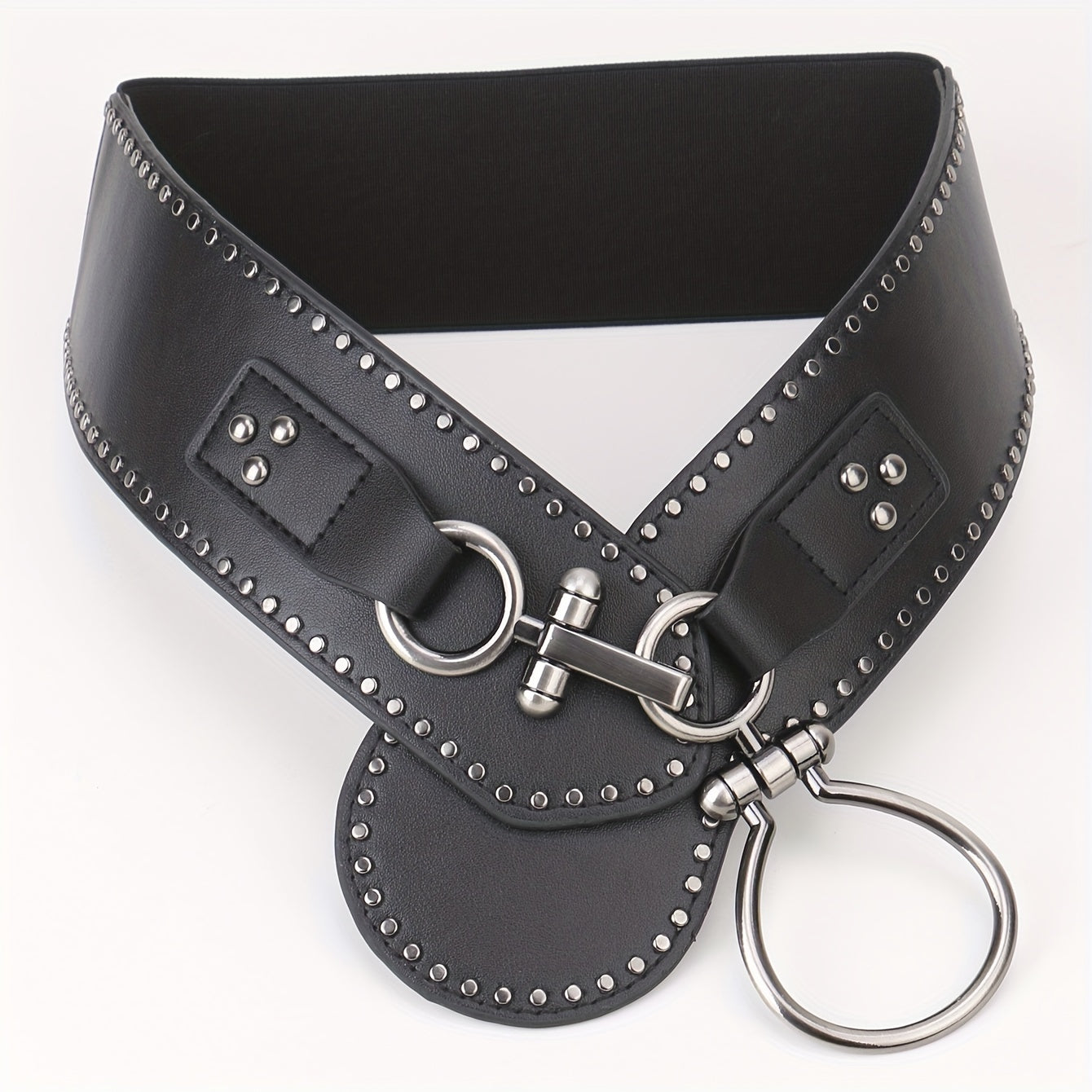 Punk Wide Belt Rivet Decor PU Leather Waistband For Women