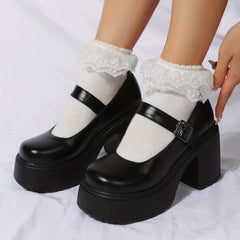 Women's Chunky Heeled Mary Jane Platform High Heels